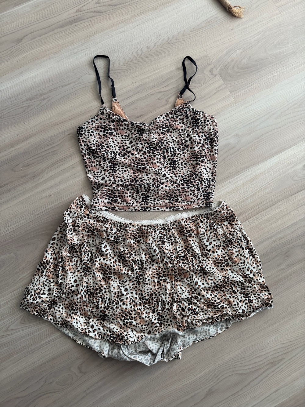 aerie Leopard Print Cami & Shorts Pajama Set - Beige/Black